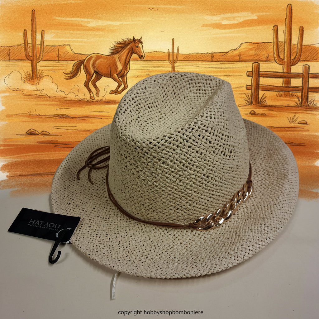 modello cowboy cappello di paglia estiva per spiaggia mare outfit