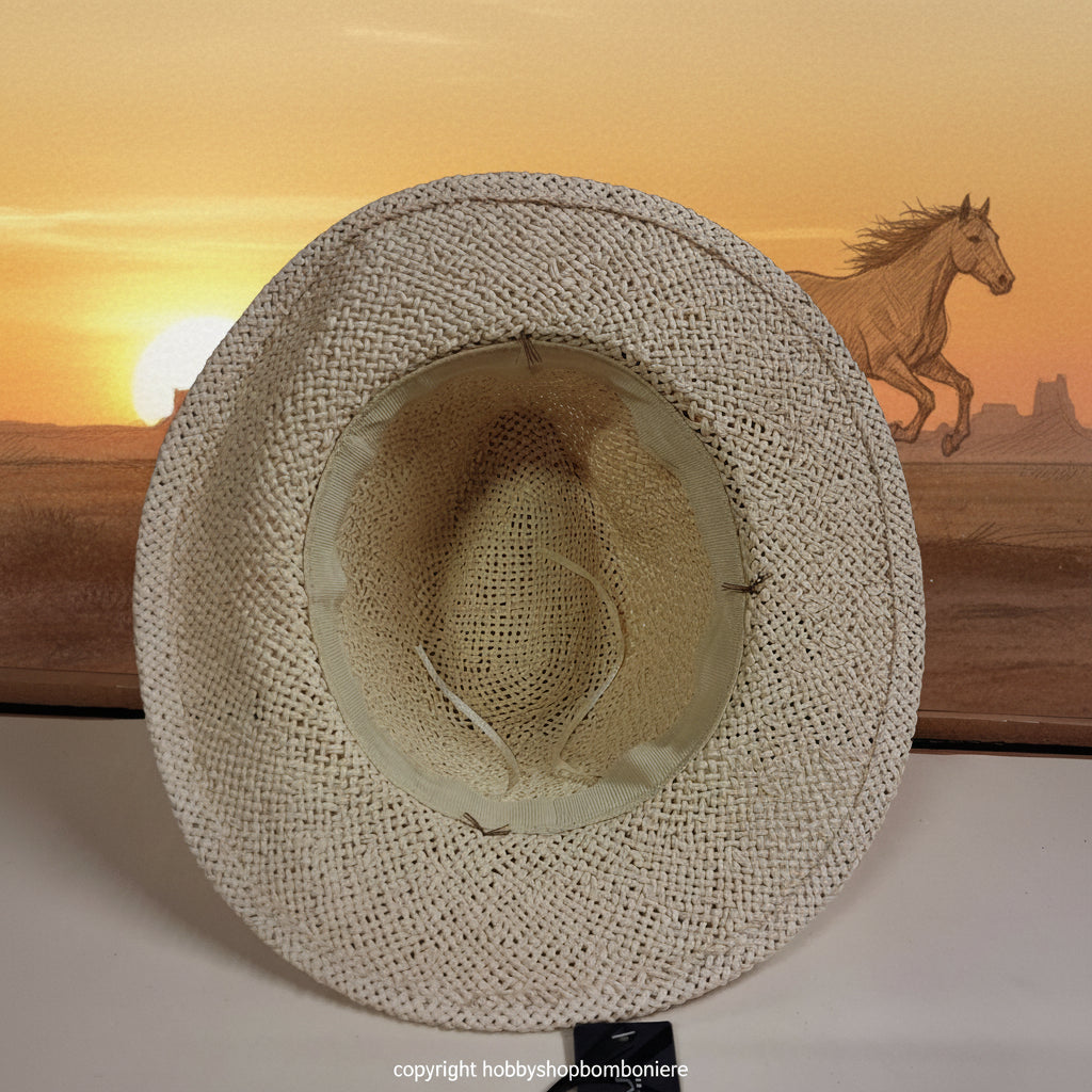 modello cowboy interno con laccetto cappello paglia estivo per amanti dei cavalli spiaggia sole mare