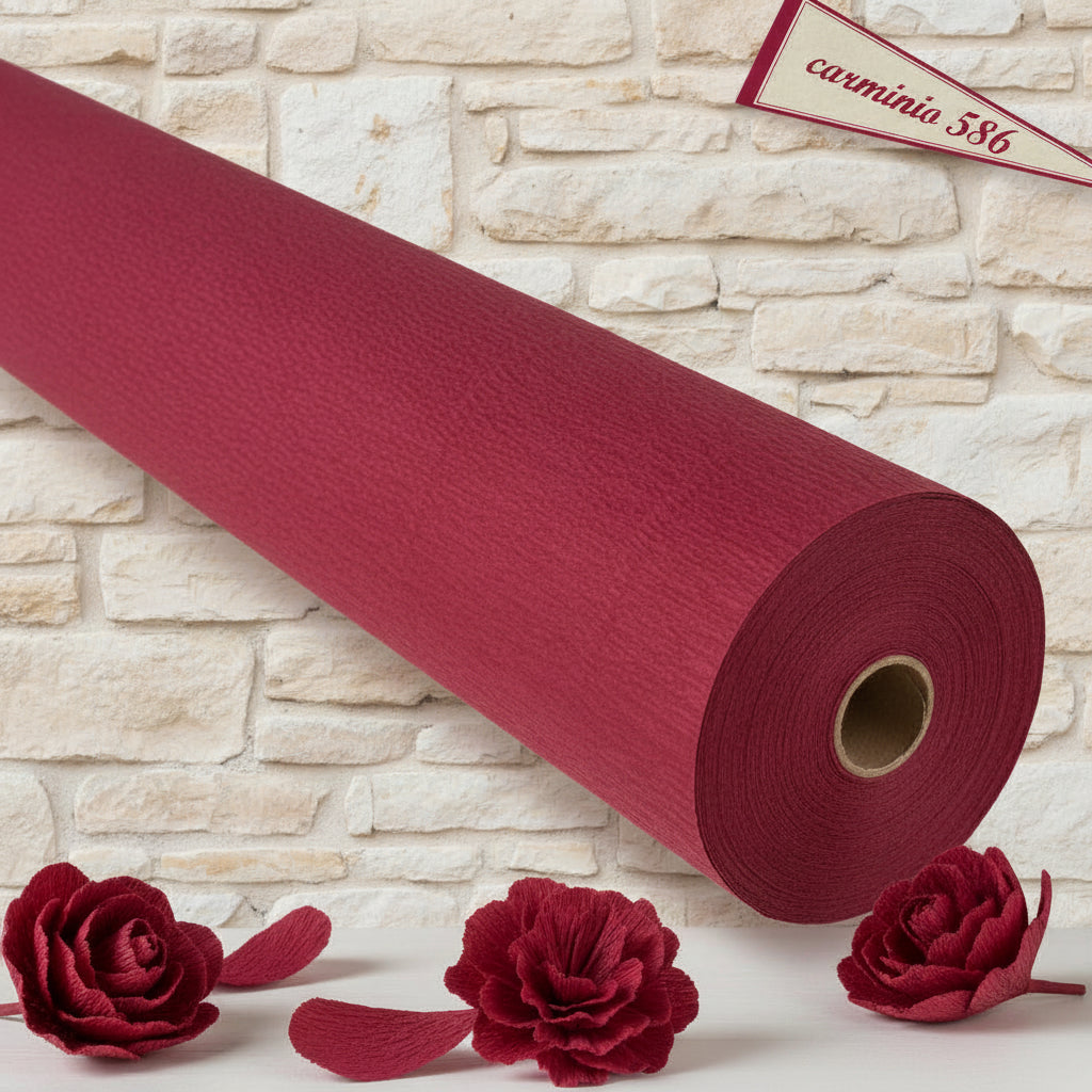 PF586 rosso carminio bordeaux shop online vendita a rotoli carta crespa pesante 180 g colorata per realizzare composizioni di fiori grandi giganti decorazioni packaging allestimenti vetrine