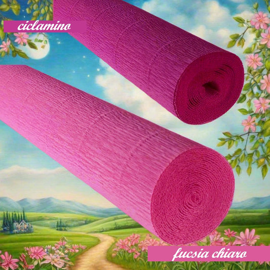 ciclamino fucsia chiaro carta crespata 180 g pesante spessa colorata per fiori fai da te confezionamento fioristi packaging pasquale lavoretti creativi bambini fiore di pesco