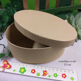 scatola ovale con coperchio articoli per decoupage oggetti di cartone ecrù da colorare dipingere decorare in hobbistica creativa uso confezioni pasquali con uova