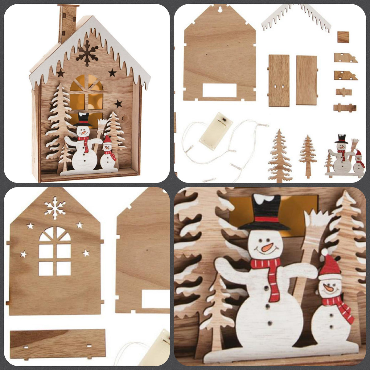 Set 180 Perline Legno Pupazzo Di Neve – Decorazioni Natalizie Fai Da Te Per Alberi, Ghirlande, Braccialetti, Con Nastri E Corda Inclusi