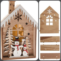 casette natalizie luminose in legno fai da te Villaggio del Natale con alberi pupazzo di neve lucine led kit da incollare
