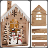 casette natalizie luminose in legno fai da te Villaggio del Natale con alberi pupazzo di neve lucine led kit da incollare