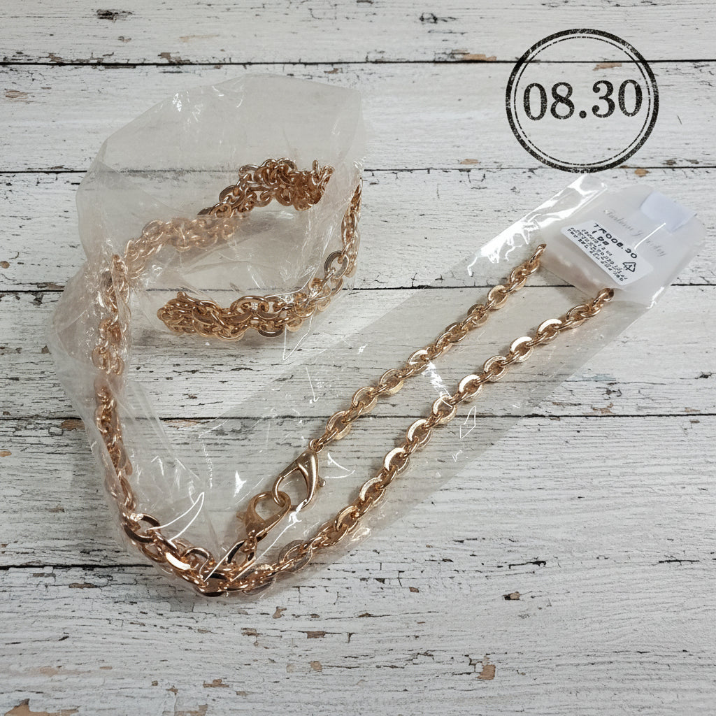 catena per tracolla borsa pochette uncinetto clutch bag o borsellino maglina media colore oro dorato compleata moschettoni
