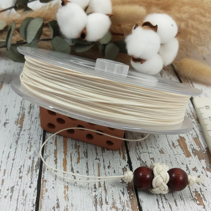 bianco panna rotolo 50 metri Stafil filo sottile cerato cotone 0.50 mm cordino di cordoncino  uso fai da te bijoux di bigiotteria perline collane bracciali dell'amicizia