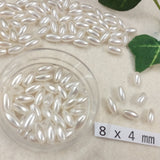 stock perle bianche forma chicco di riso perlate olive 8 x 4 mm uso fai da te gioielli di perline bijoux bigiotteria ricamo abbigliamento bomboniere tissage danese