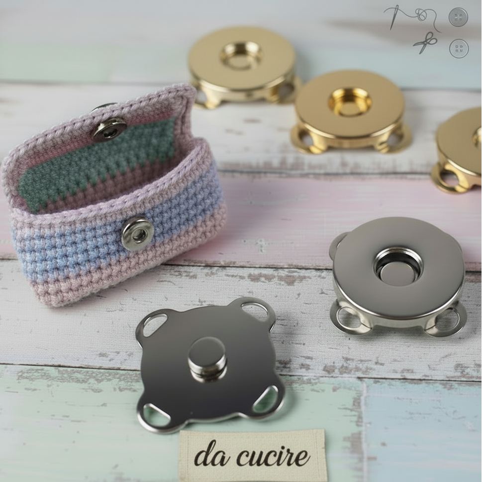 argento oro chiusura magnetica bottone magnete calamita da cucire per fai da te borse artigianali uncinetto pochette con patella