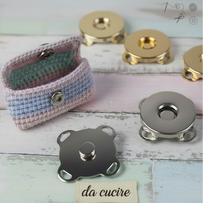 argento oro chiusura magnetica bottone magnete calamita da cucire per fai da te borse artigianali uncinetto pochette con patella