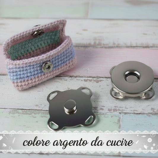 fermaglio fibia chiusura magnetica bottone magnete calamita 4 occhielli da cucire per fai da te borse artigianali uncinetto