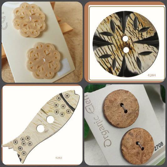 pesce rotondo fiore resina legno effetto madreperla vetrina bottoni gioielli uso merceria cucito chiusure borse  uncinetto