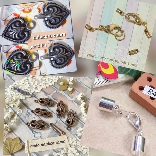 chiusure per collane cordini con coprinodo terminali e componenti filigrana plurifilo creazioni bijoux bigiotteria bracciali