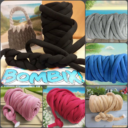 velluto e cotone colori fettuccia ripiena marshmallow filato borse gigante grosso spesso imbottito chunky bags tubolare intrecciare a mano senza uncinetto pochette