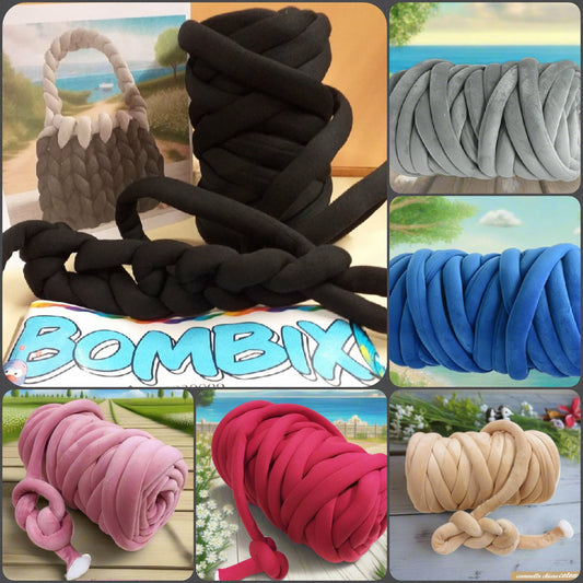 velluto e cotone colori fettuccia ripiena marshmallow filato borse gigante grosso spesso imbottito chunky bags tubolare intrecciare a mano senza uncinetto pochette