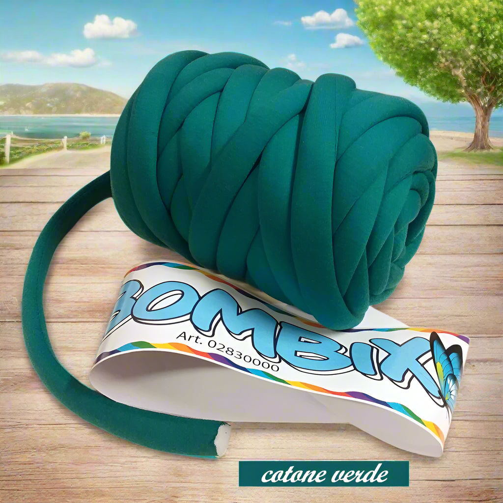 cotone verde 1/2 kg fettuccia ripiena marshmallow filato borse gigante grosso spesso imbottito chunky bags tubolare intrecciare a mano senza uncinetto pochette