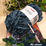 blu ottanio  lavori a maglia velluto velvet ciniglia lana Stafil Liana gomitolo 100 g 65 metri filato uncinetto amigurumi cordino fettuccia crochet borse sciarpe cappelli berretti scaldacollo