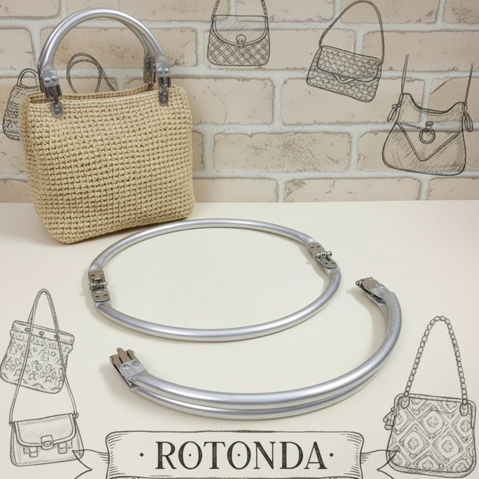 telaio arco rotonda molla clic clac chiusura alluminio ferro a scatto per clutch bags borse uncinetto pochette fettuccia cordino thai corda macramè stoffa modello pasticcino