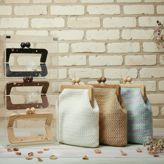 legno naturale marrone nero o verniciato palline pomelli rotondi pomoli in tinta chiusure clic clac legno wooden clutch bags per borse uncinetto pochette da sera cerimonia lavoro a maglia artigianale telaio aperto con viti per chunky marshmallow