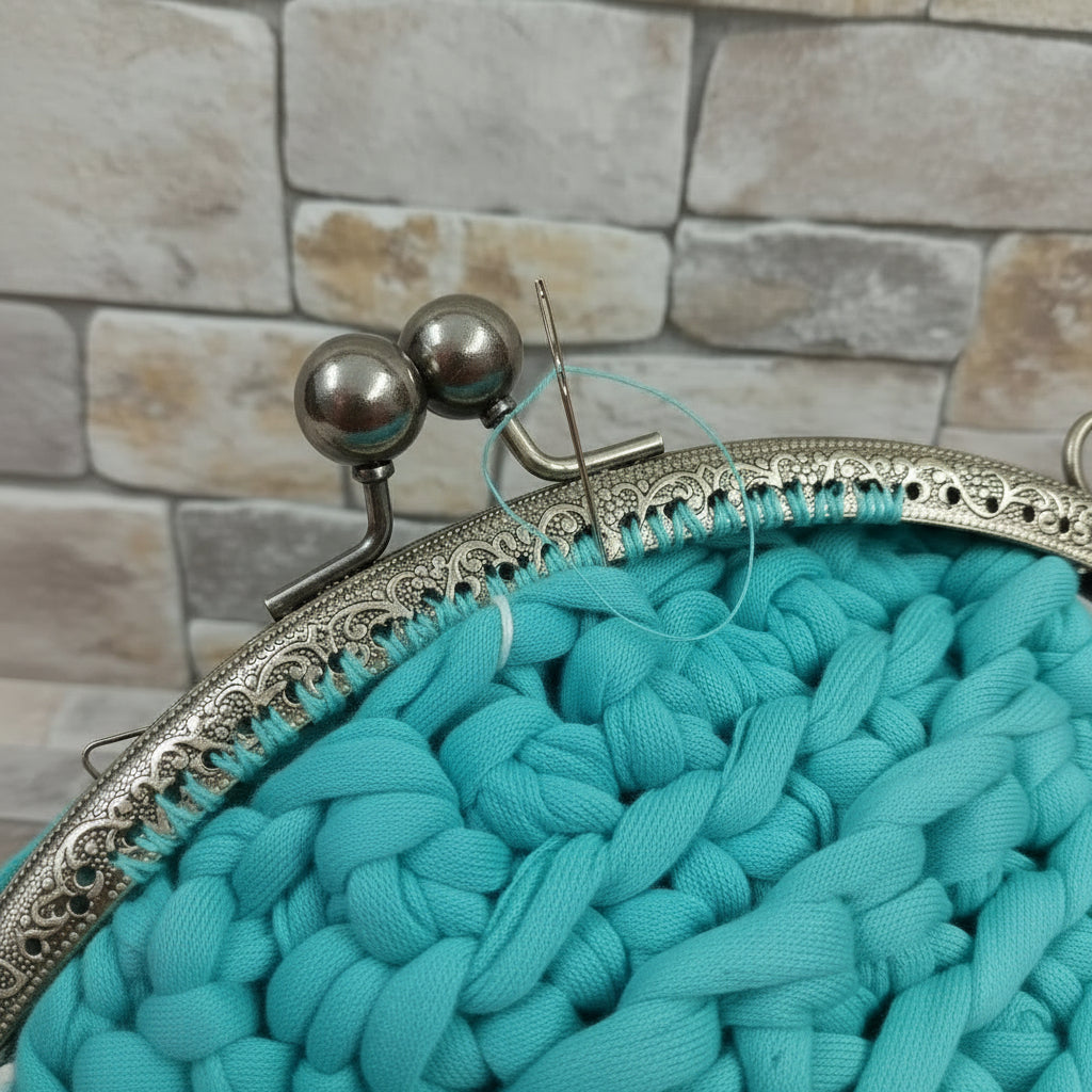 Clic clac 20 cm pochette chiusura scatto ottone borsa uncinetto