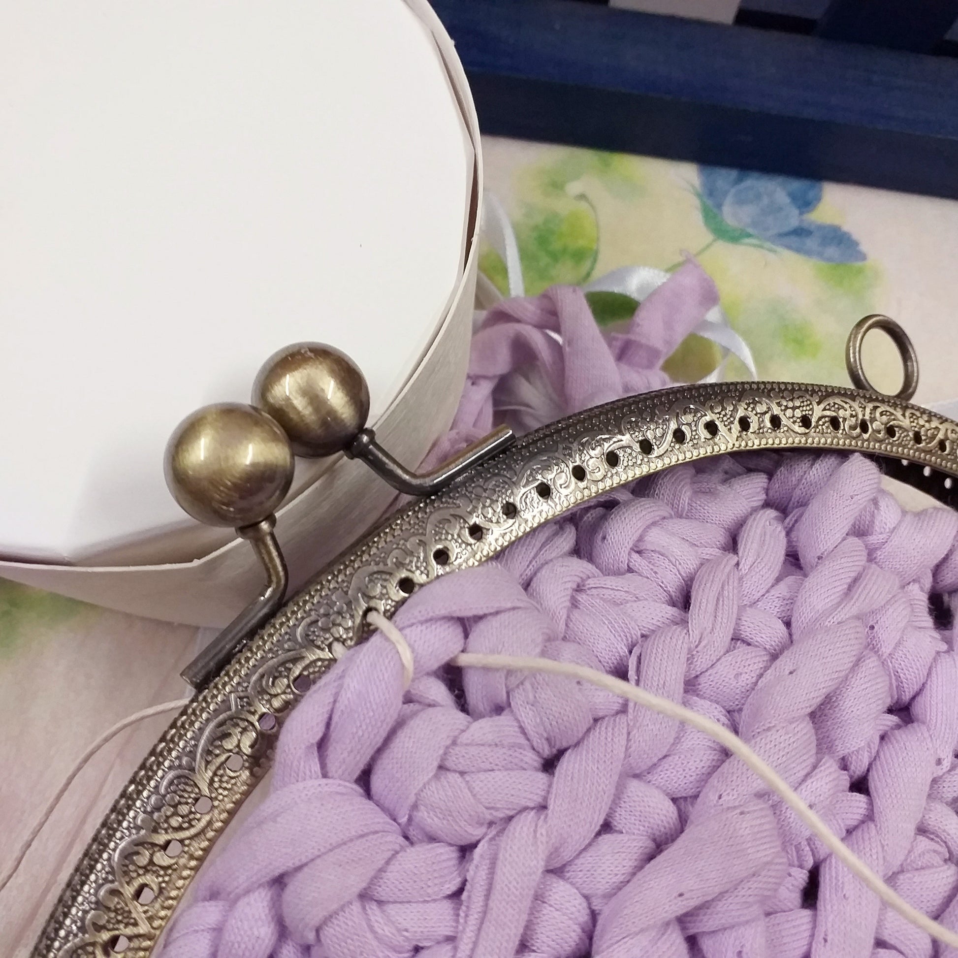 filo cerato per fissare forellini di chiusura clic clac clasp a scatto ottone antico metallo dorato 20 cm per pochette borse da sera all'uncinetto buste cosmetici
