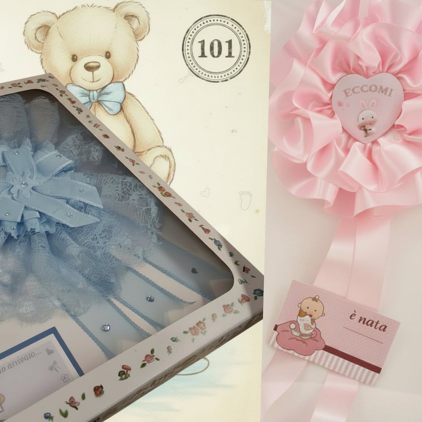 è nato e nata fiocco coccarda nascita tulle pizzo nastro per fuoriporta casa ospedale babyshower