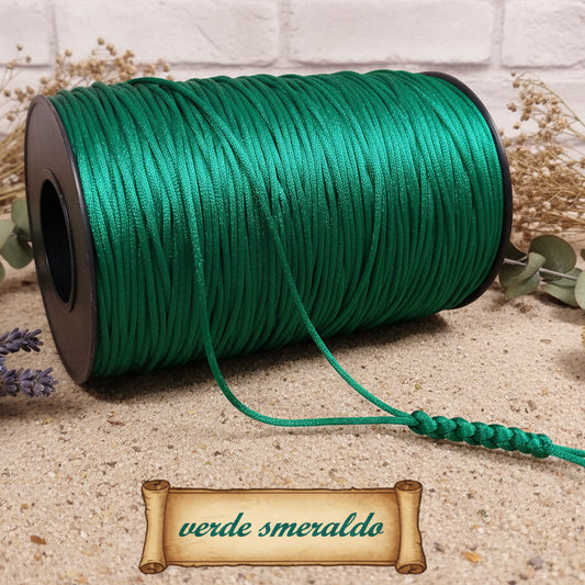 verde smeraldo coda di topo cordino borse uncinetto satinato sintetico cordoncino 2 mm corda di raso fai da te gioielli bijoux bigiotteria pochette clutch bags borsettine cerimonia