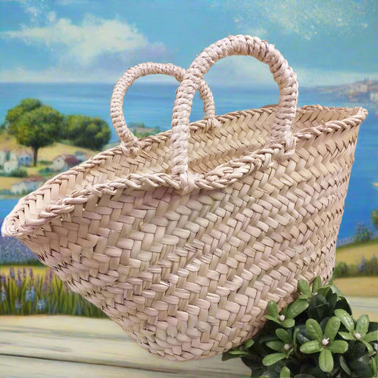 piccola cesto coffa grezza siciliana paglia palma naturale borsa mare con manici sisal da rivestire decorare fai da te personalizzare