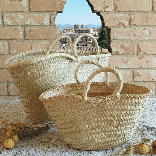 vetrina cesto coffa grezza siciliana paglia palma naturale borsa mare con manici sisal rafia corda da rivestire decorare fai da te personalizzare fiori uncinetto