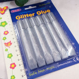 6 tubetti Wiler gel colla glitter argento brillantini penne glue Hobby creativi lavoretti bambini decorazioni Natale con porporina lavabile