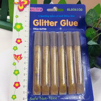6 tubetti Wiler gel colla glitter oro dorato brillantini penne glue Hobby creativi lavoretti bambini decorazioni Natale con porporina lavabile