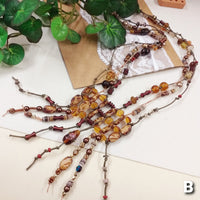 offerta B collane artigianali fatte a mano estive di corda spago cordino pelle con perline particolari veneziane vetro pietre perle di conteria marrone