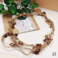 offerta H collane artigianali fatte a mano estive con perline particolari veneziane vetro pietre perle di conteria spago beige chiusura laccio