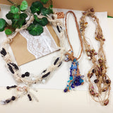 collane artigianali fatte a mano estive di corda spago cordino pelle con perline particolari veneziane vetro pietre perle di conteria