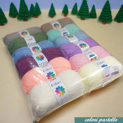 colori pastello 12 gomitoli pacco offerta lana acrilica sintetica Colors stafil assortimento filato amigurumi uncinetto maglieria abbigliamento collane guanti sciarpe berretto scaldacollo
