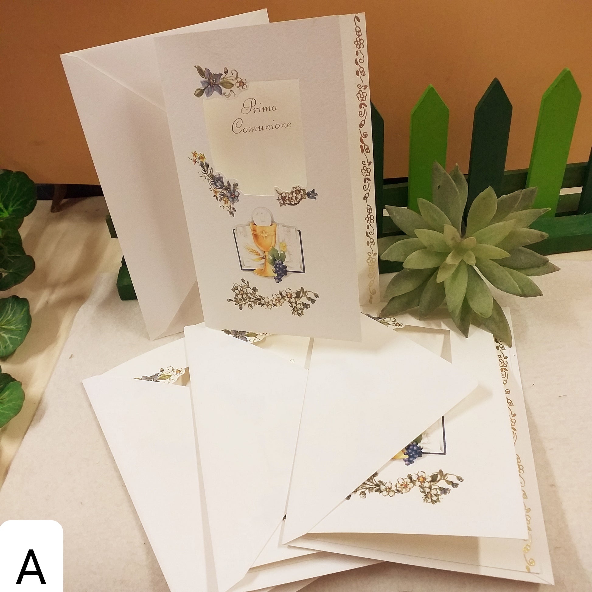 simboli blu calice uva cornice dorata rinnovo vetrina vendita stock lotto ultimi pezzi invito comunione cresima biglietti cartoncini completi di busta da stampare fai da te scrittura a mano