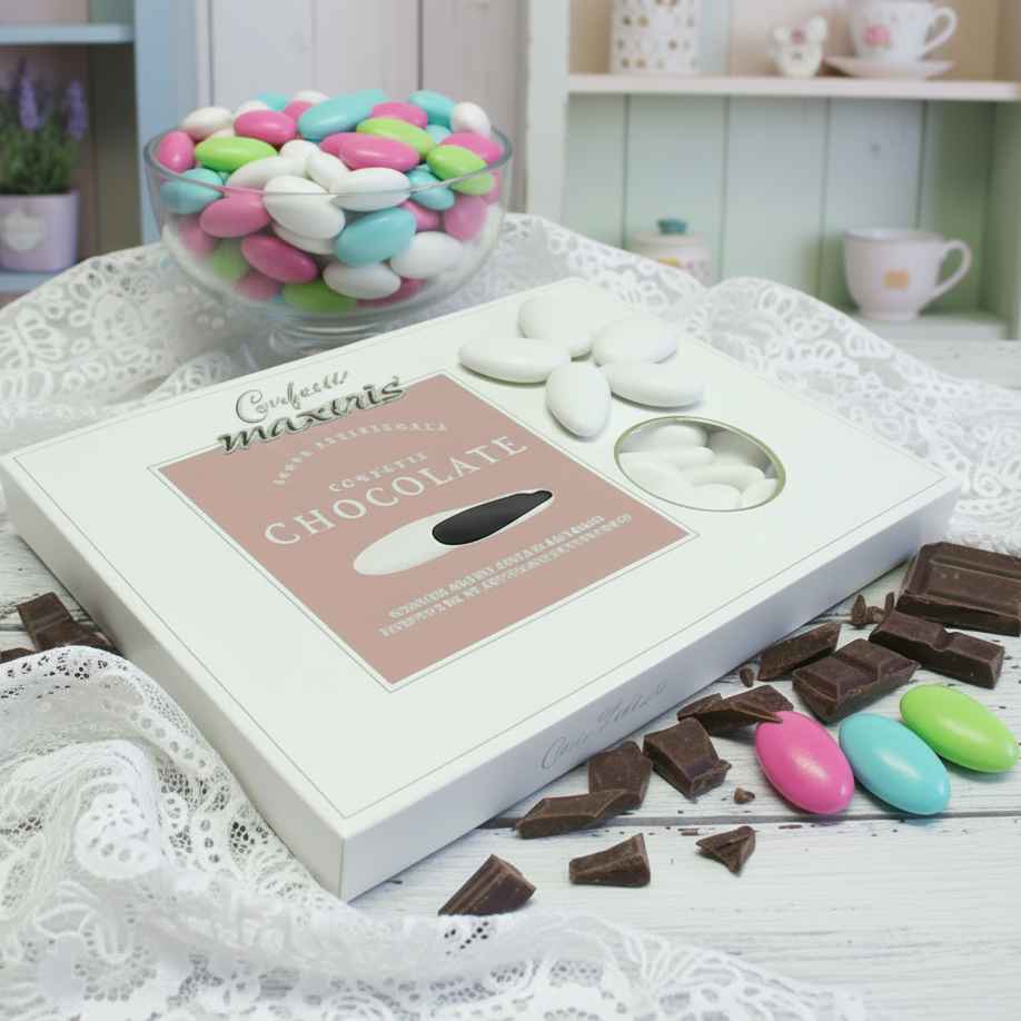 confetti italiani cioccolato maxtris bianchi rosa azzurri verdi chocolate fondente per fai da te bomboniere e confettata consigliati anniversario matrimonio battesimo cresima prima comunione nascita babyshower