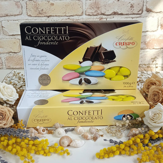 scatole da 1 kg confetti crispo cioccolato fondente qualità uso bomboniere confettata festa della donna ricordini laurea nozze di stagno anniversario matrimonio confetti prima comunione