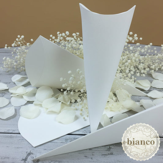 coni bianchi richiudibili cartoncino  portariso matrimonio e fai da te portaconfetti sposi comunione battesimo economici confettata matrimonio