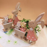 sagoma forma applicazione coniglietta legno carriola fiori decorazioni pasquali addobbi kit fai da te vetrina e arredamento casa