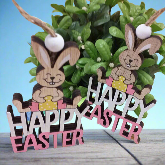 coniglietti legno colorato ovetti ciondoli perla uso chiudipacco segnaposto pasquale decorazioni addobbi vetrine confezioni regalo packaging scritta happy Easter