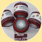 misto rosso bordeaux grigio articolo 0280000 Sweety cake macramè Cucirini Tre Stelle cordino cotone sfumato caramella per uncinetto e nodi intreccio corda multicolore