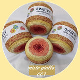 misto giallo 003 pesca articolo 0280000 Sweety cake macramè Cucirini Tre Stelle cordino cotone sfumato caramella per uncinetto e nodi intreccio corda multicolore