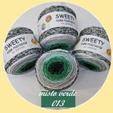 misto verde 013 articolo 0280000 Sweety cake macramè Cucirini Tre Stelle cordino cotone sfumato caramella per uncinetto e nodi intreccio corda multicolore