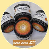 nero ocra arancione 307 articolo 0280000 Sweety cake macramè Cucirini Tre Stelle cordino cotone sfumato caramella per uncinetto e nodi intreccio corda multicolore