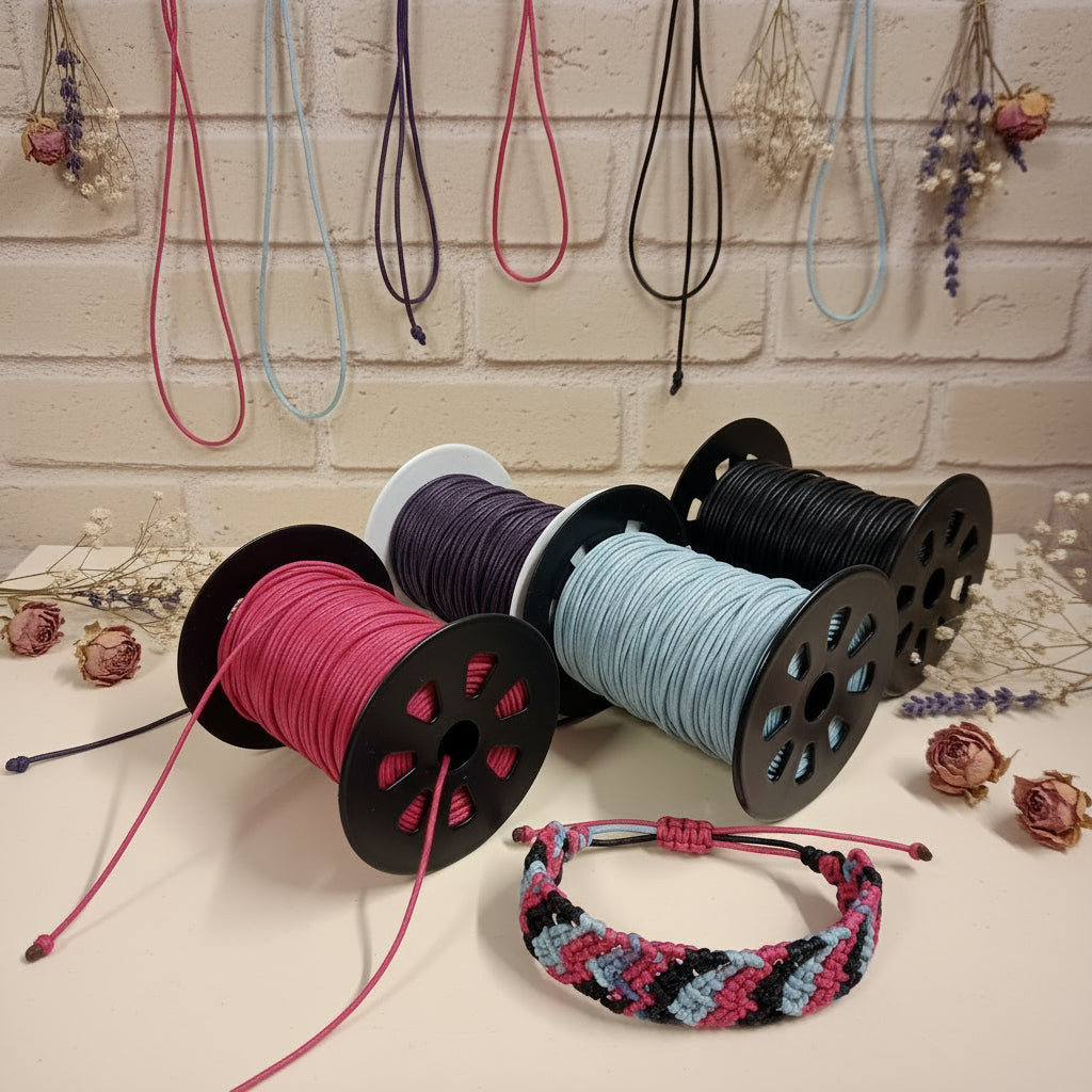 fucsia viola nero azzurro celeste cordoncino cerato 2 mm cotone cordino per braccialetti collane bigiotteria macramè