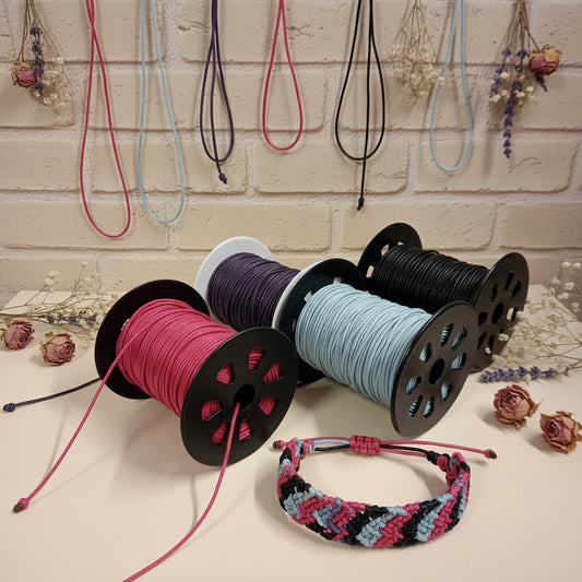 fucsia viola nero azzurro celeste cordoncino cerato 2 mm cotone cordino per braccialetti collane bigiotteria macramè