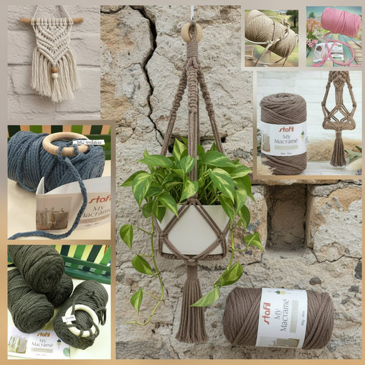 108075 crema panna marrone blu indaco verdone rosa cordino macramè 4 mm filato corda stafil cordy cotone intrecciato cordoncino per tende borse nodi marinari spago uso lavorazione a mano uncinetto portapiante borse appendino da parete