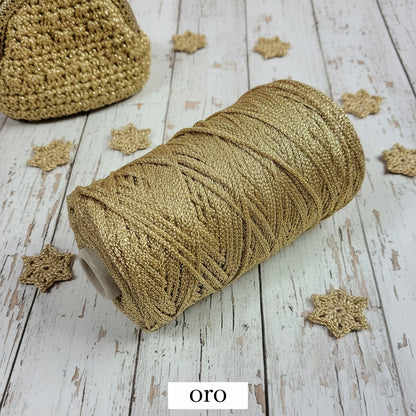 Thai cordino lamè lurex borse uncinetto 400 g oro argento multicolore