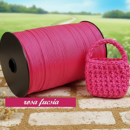 rosa fucsia Stafil Thai cordino per borse uncinetto portamonete borsellini portacellulare zainetti sacche di corda tripolino cordoncino estivo sintetico
