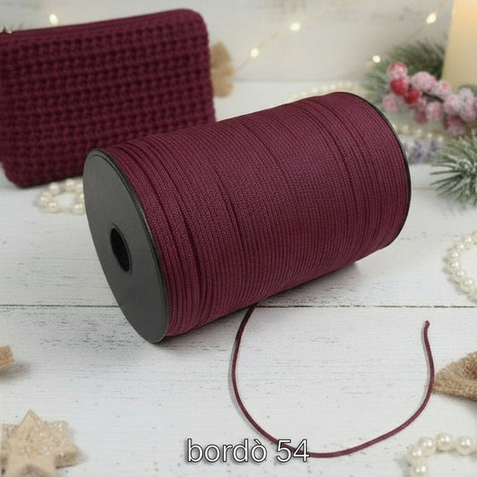 bordeaux MAS rocca 500 grammi thai sintetico cordino borse uncinetto tripolino cordoncino colori autunnali per progetti crochet bags amigurumi pochette borsette da sera